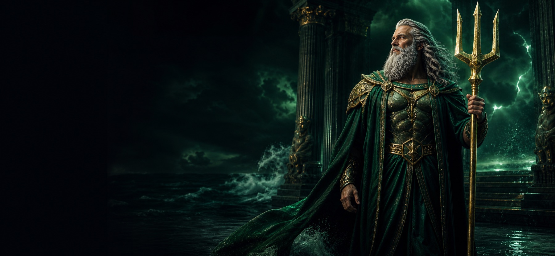King Poseidon berjubah hijau sebagai maskot resmi Empire88
