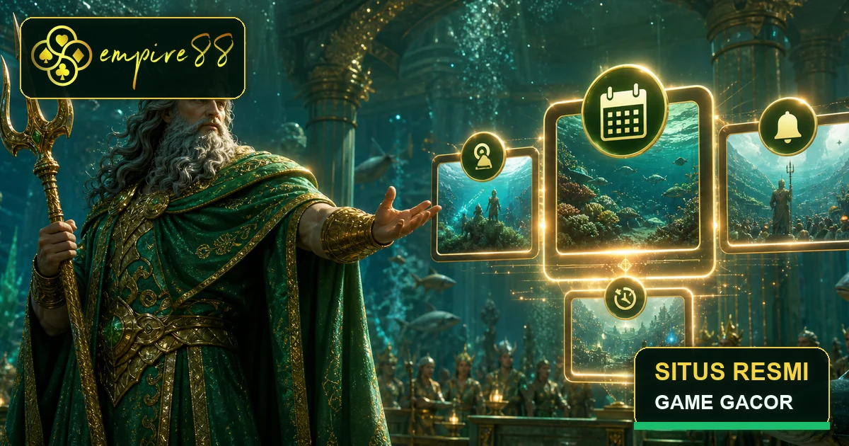 King Poseidon berjubah hijau untuk kategori Promo dan Update Empire88 situs resmi game gacor