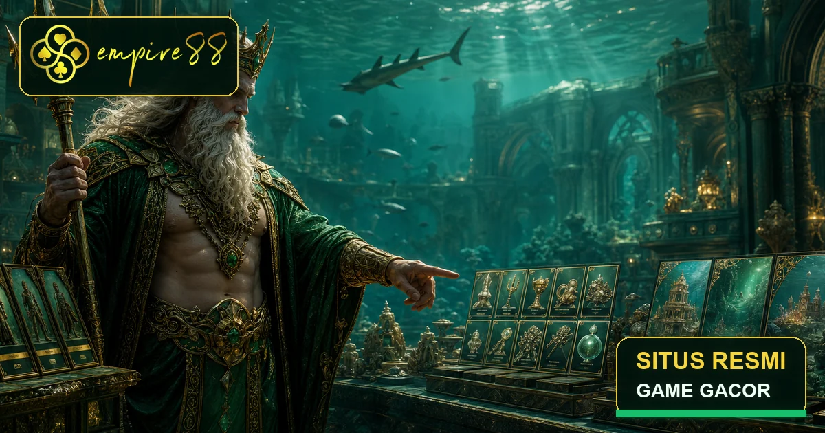 King Poseidon berjubah hijau untuk kategori Provider dan Katalog Empire88 situs resmi game gacor