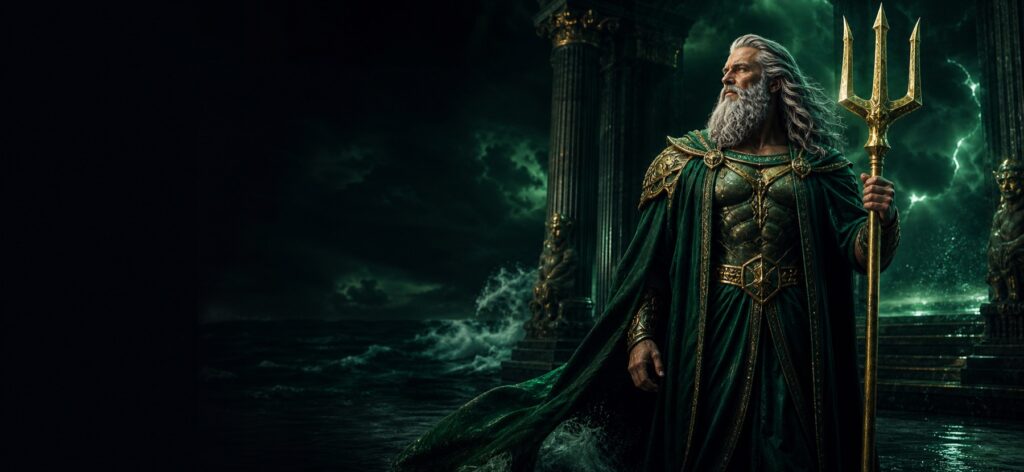 King Poseidon berjubah hijau untuk Empire88 resmi