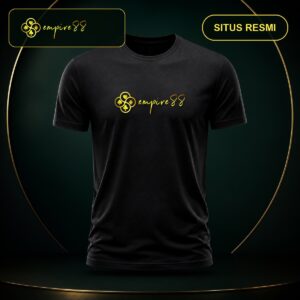 Kaos Empire88 Resmi warna hitam dengan logo Empire88 dan teks situs resmi