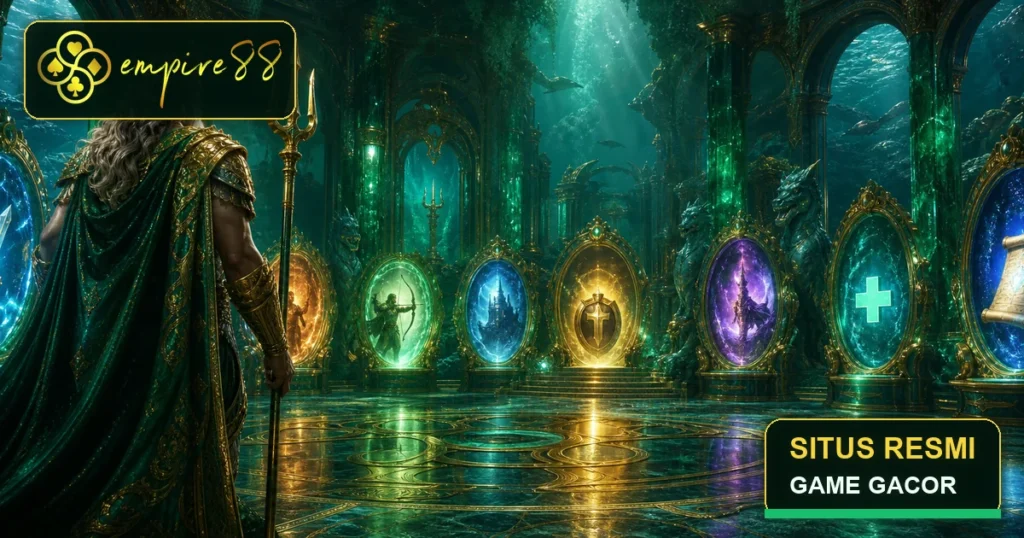 King Poseidon di aula slot Empire88 dengan label situs resmi dan game gacor